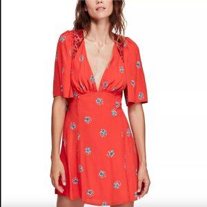 Free People Mockingbird Mesh Inset Floral Mini Dress 0